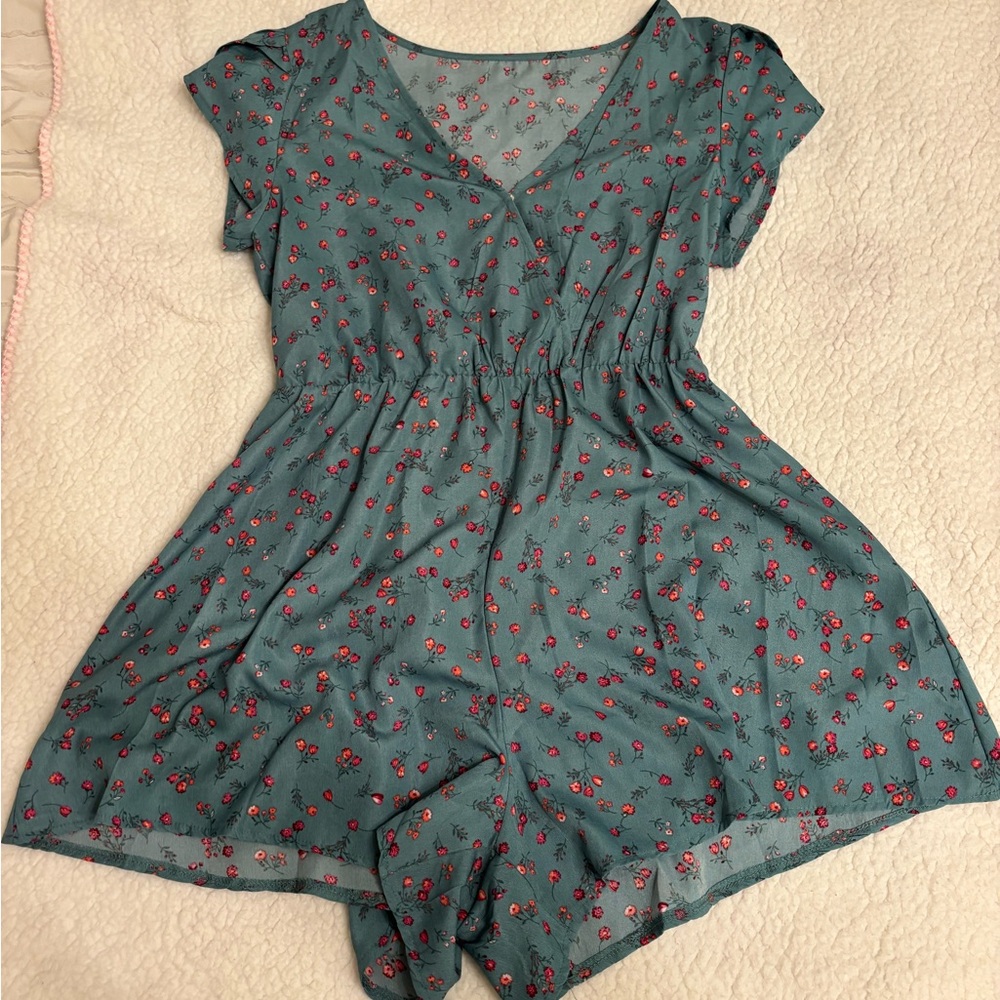 Floral Teal Romper